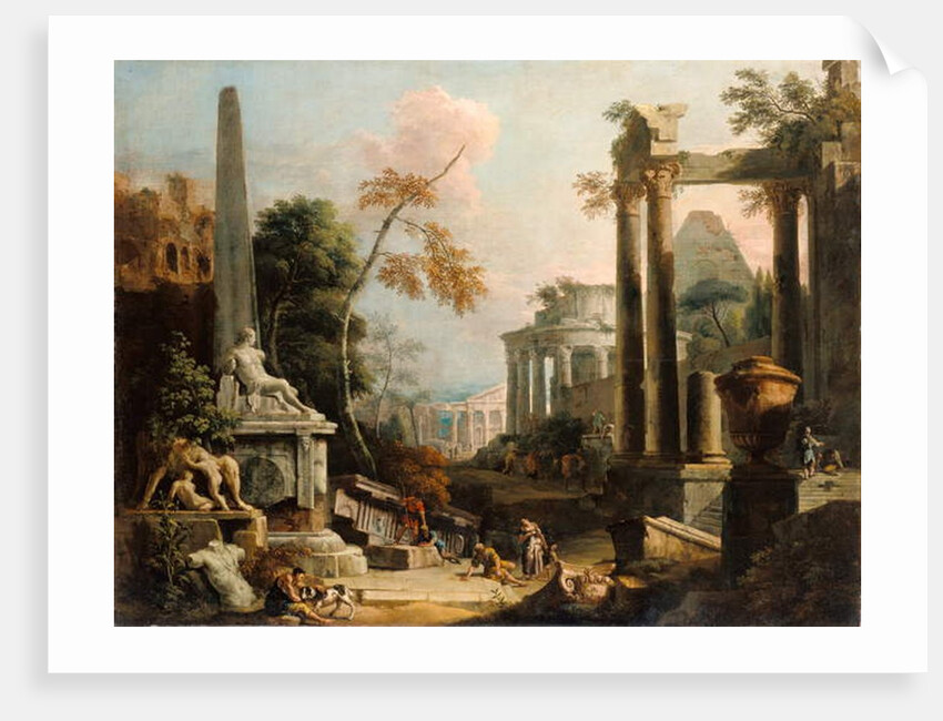 Landscape with Classical Ruins and Figures, c.1725-30 by Marco & Sebastiano Ricci