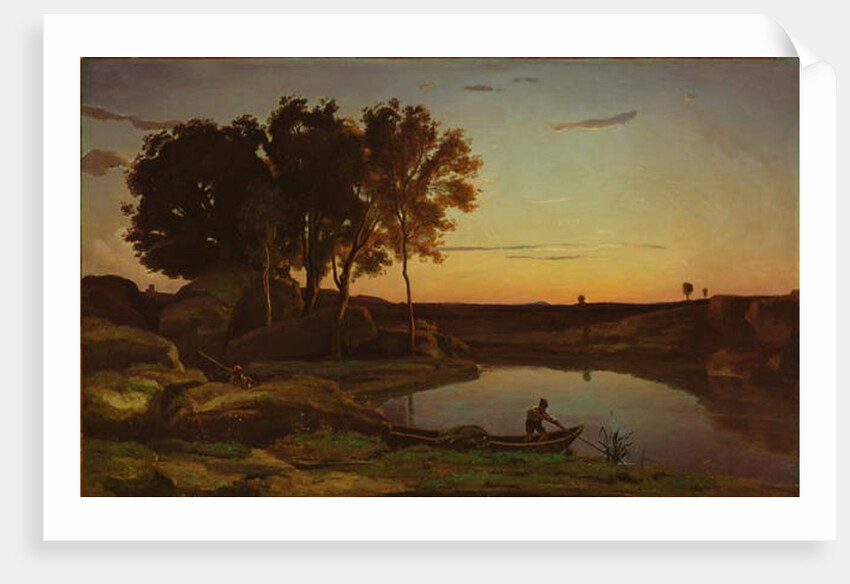 Landscape with Lake and Boatman, 1839 by Jean Baptiste Camille Corot