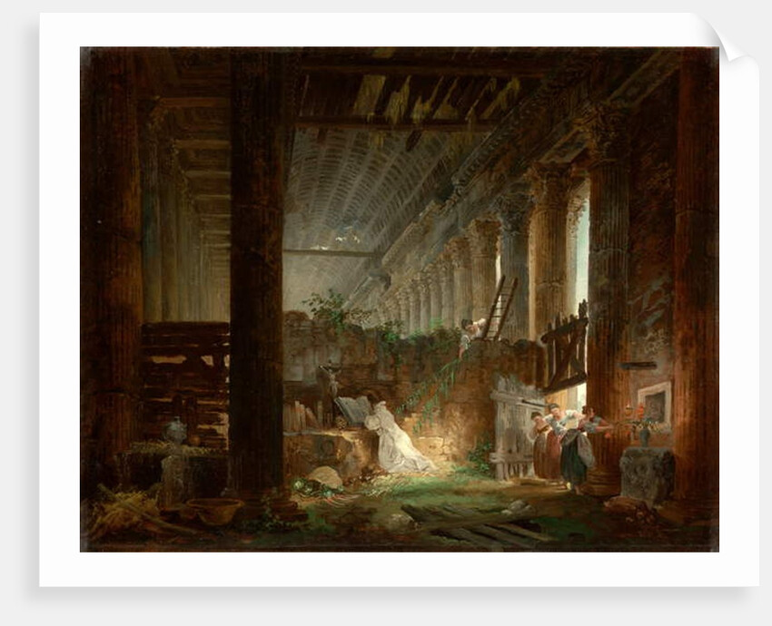 A Hermit Praying in the Ruins of a Roman Temple. c.1760 by Hubert Robert