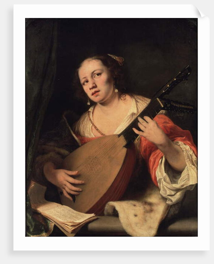 A Lady Playing the Lute, 1654 by Ferdinand Bol