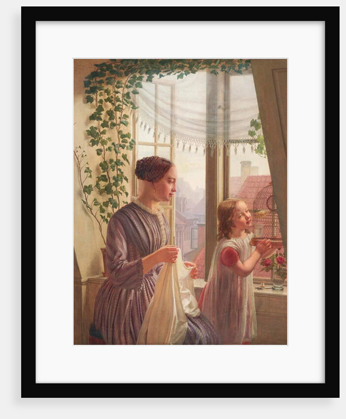 Interior with mother and daughter by a window, 1853 by Ludvig August Smith