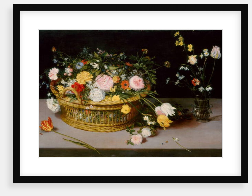 Flowers in a Basket and a Vase, 1615 by Jan the Elder Brueghel