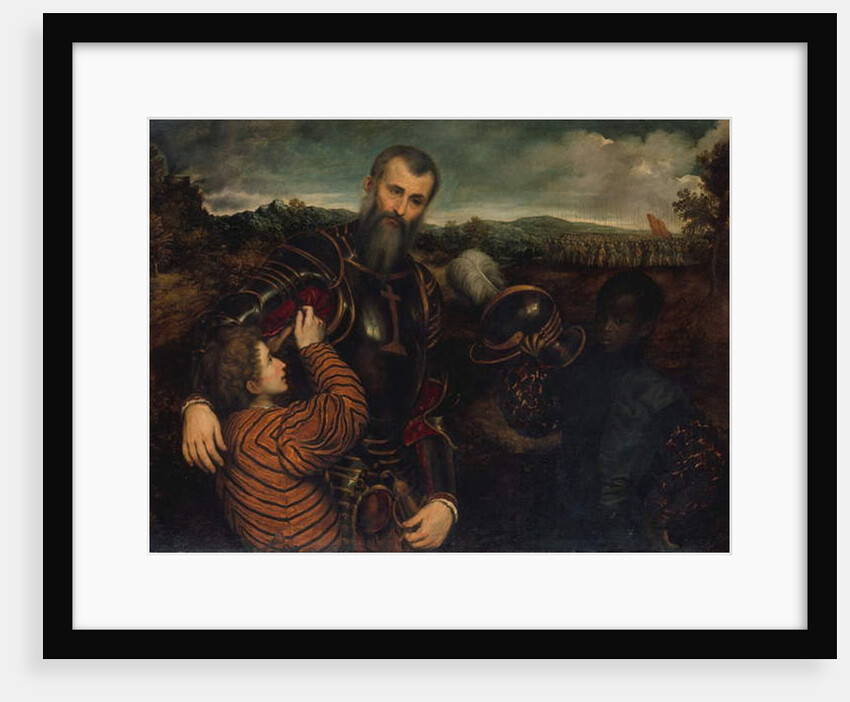 Portrait of a Man in Armor with Two Pages by Paris Bordone