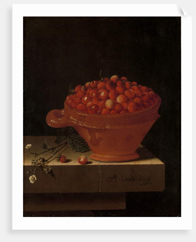 A Bowl of Strawberries on a Stone Plinth, 1696 by Adrian Coorte