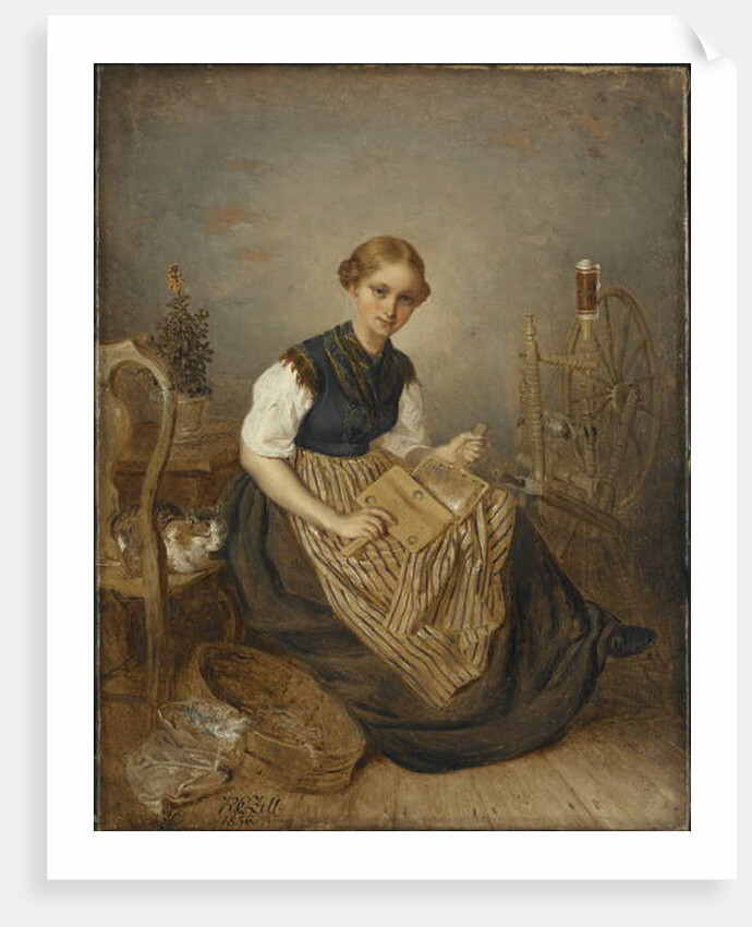 A Girl Carding, 1856 by Kilian Christoffer Zoll