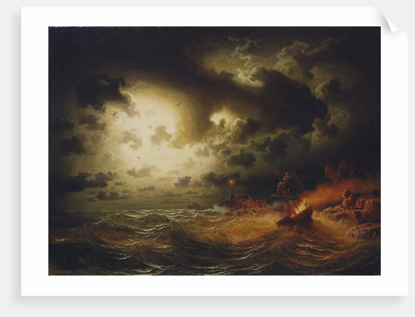 Burning Steamer, 1858 by Marcus Larson
