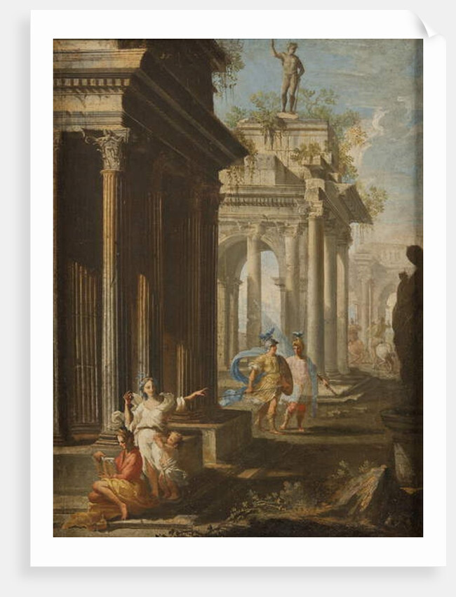 Girl Reading at Corinthian Temple, c.1710 by Alberto Carlieri