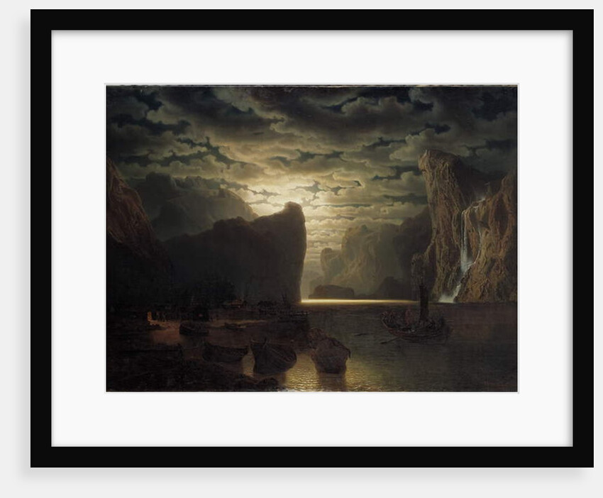 Norwegian Fjord in Moonlight, 1861 by Marcus Larson