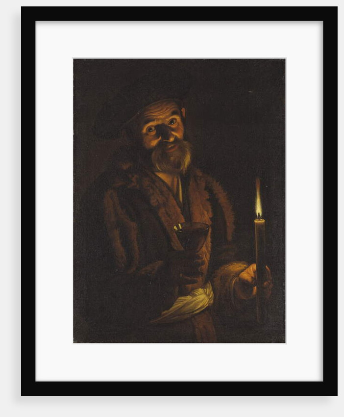 Old Man Holding a Candle and a Glass by Adam de Coster