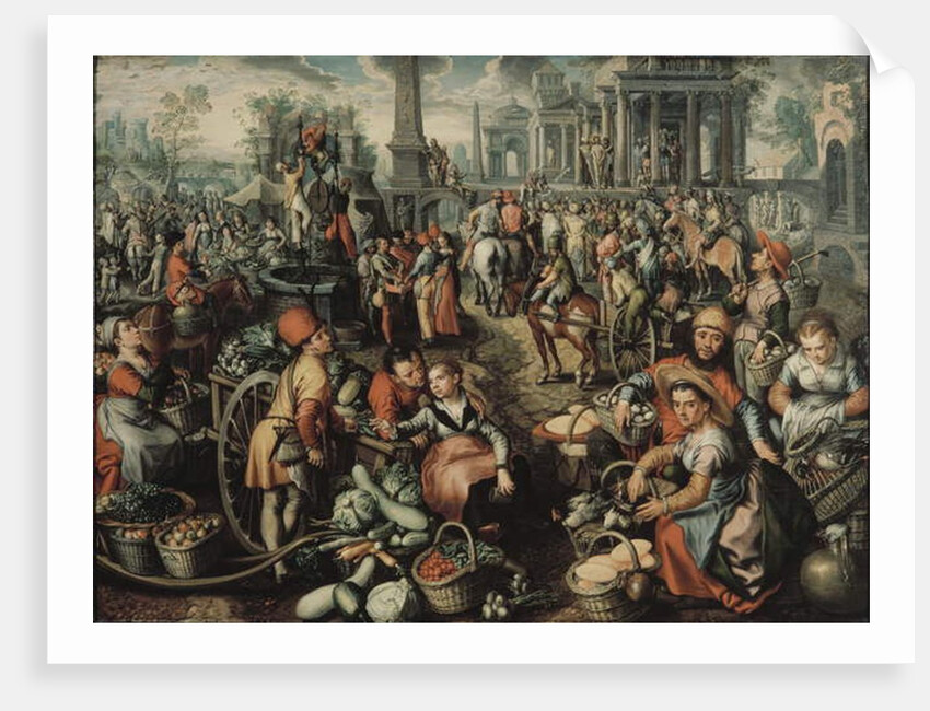 Market Scene: Ecce Homo, the Flagellation and the Carrying of the Cross, 1561 by Joachim Beuckelaer or Bueckelaer