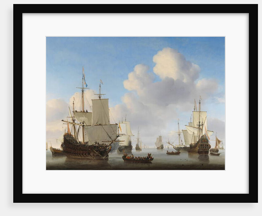 Dutch Ships in a Calm Sea, c. 1665 by Willem van de the Younger Velde