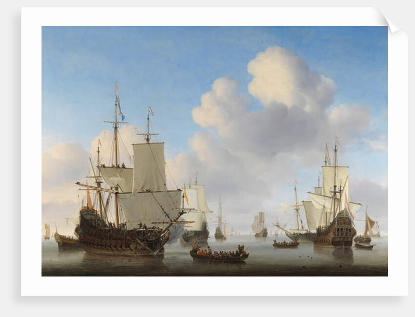 Dutch Ships in a Calm Sea, c. 1665 by Willem van de the Younger Velde