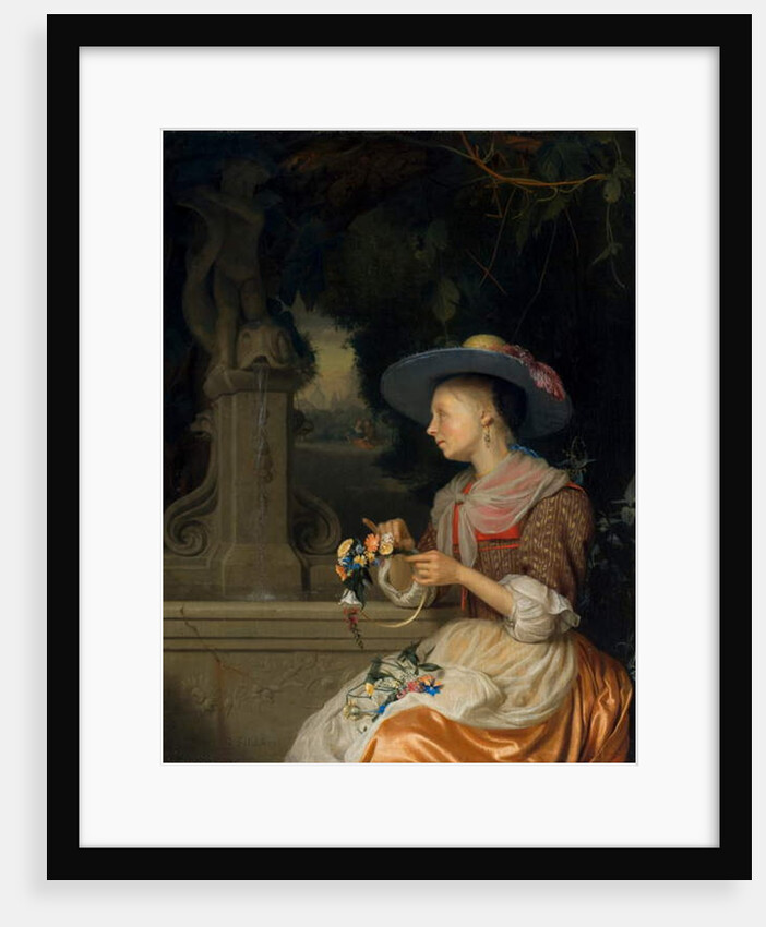 Woman Weaving a Crown of Flowers, c.1675-80 by Godfried Schalken or Schalcken
