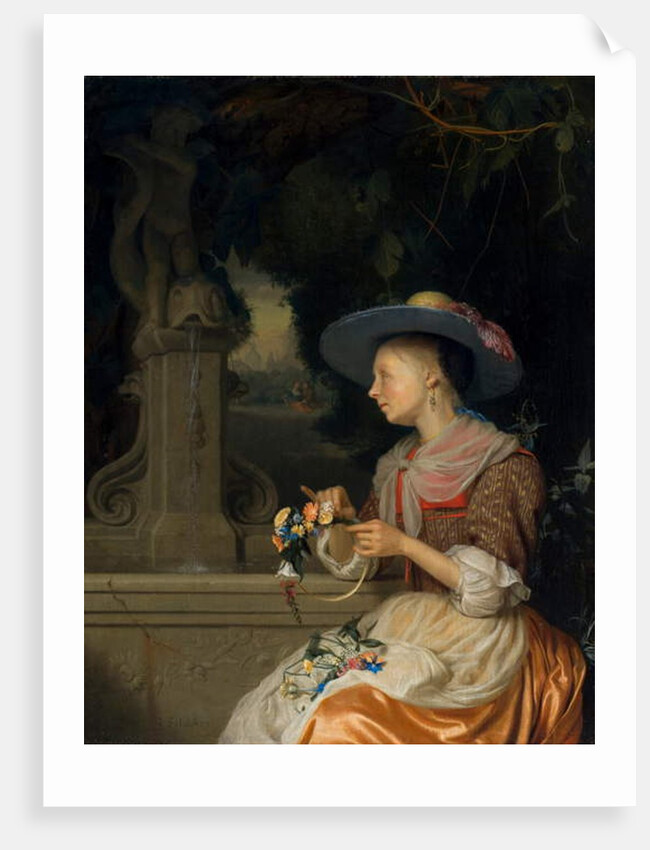 Woman Weaving a Crown of Flowers, c.1675-80 by Godfried Schalken or Schalcken