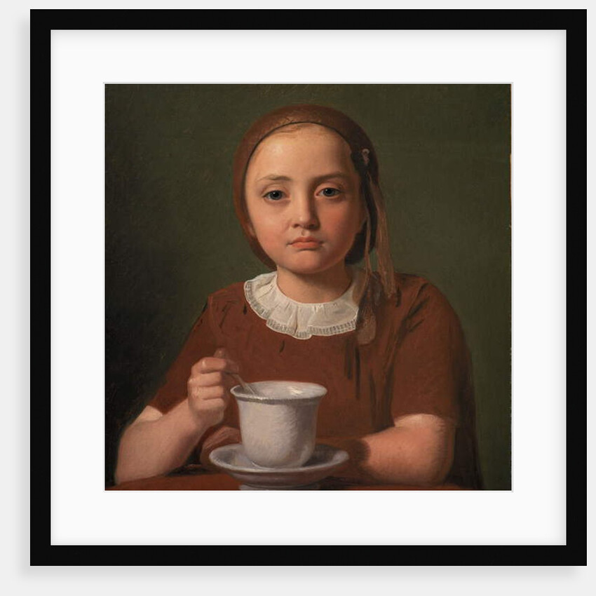 Portrait of a Little Girl, Elise Købke, with a Cup in front of her, 1850 by Constantin Hansen
