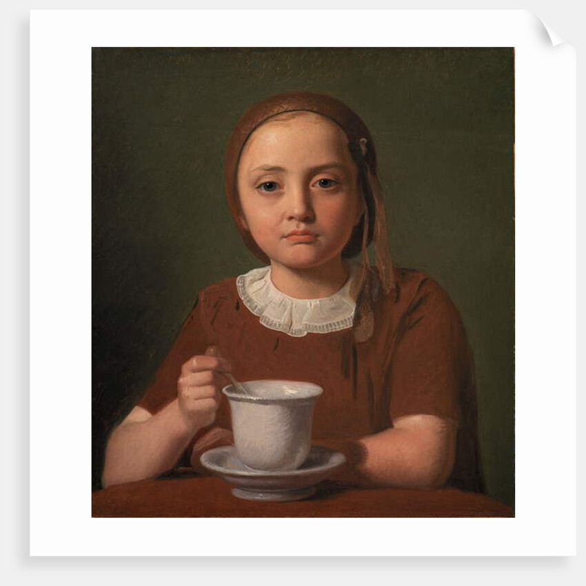 Portrait of a Little Girl, Elise Købke, with a Cup in front of her, 1850 by Constantin Hansen
