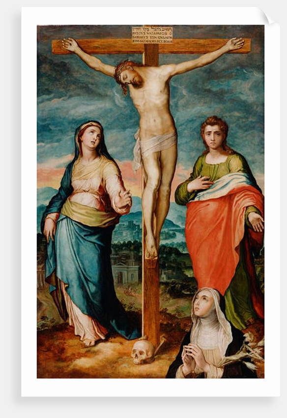 Christ on the Cross with Saints Mary, John the Evangelist and Catherine of Siena, c.1570 by Marco dal Pino