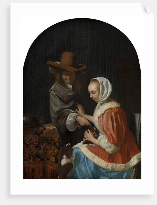 Man and Woman with Two Dogs, known as 'Teasing the Pet', 1660 by Frans van Mieris
