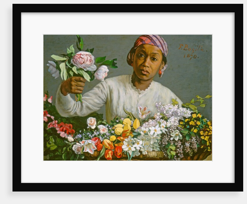 Young Woman with Peonies, 1870 by Jean Frederic Bazille