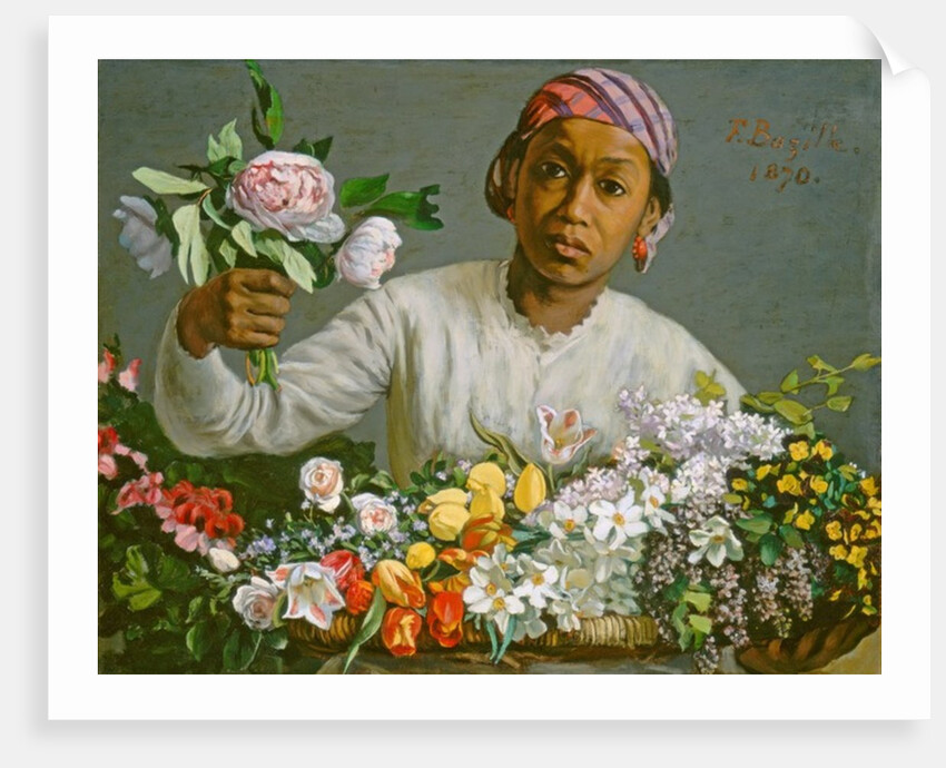 Young Woman with Peonies, 1870 by Jean Frederic Bazille