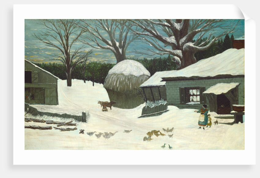 New England Farm in Winter, c.1850 by American School
