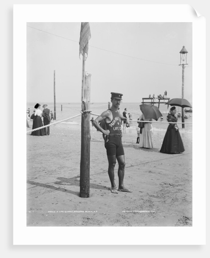 A Life guard on Brighton Beach, Brooklyn, New York, 1901-06 by Detroit Publishing Co.