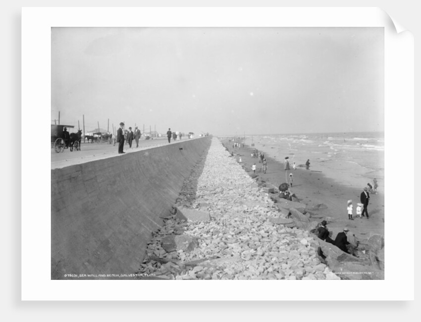 Seawall and beach, Galveston, Texas, 1910-20 by Detroit Publishing Co.