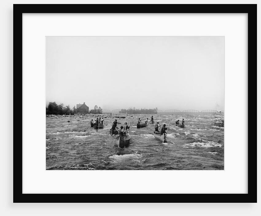Indians fishing in the rapids, Sault Ste. Marie, Michigan, c.1900 by Detroit Publishing Co.