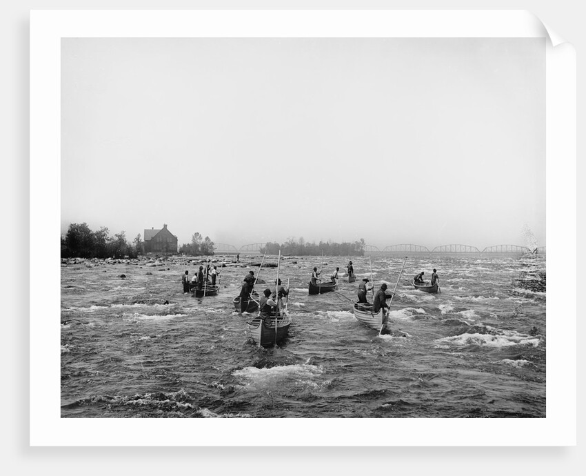 Indians fishing in the rapids, Sault Ste. Marie, Michigan, c.1900 by Detroit Publishing Co.