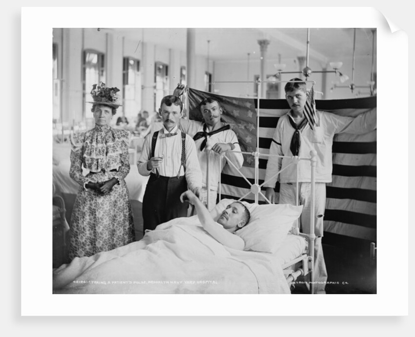 Taking a patient's pulse, Brooklyn Navy Yard Hospital, c.1890-1901 by Detroit Publishing Co.