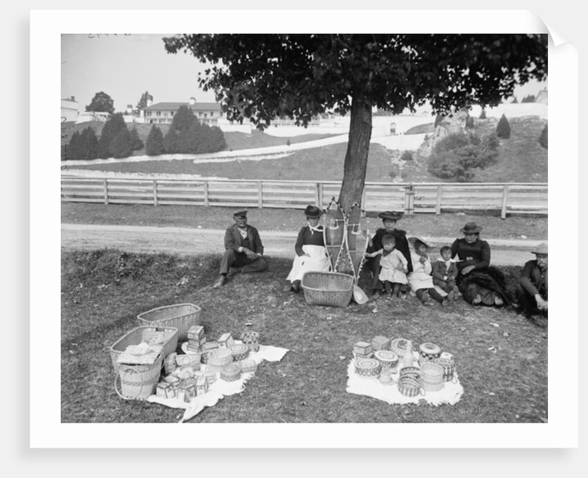 Indian basket market, Mackinac, c.1905 by Detroit Publishing Co.
