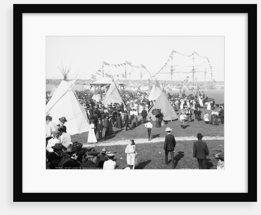 Saint Mary's Canal celebration, reviewing stand and Indian village, c.1905 by Detroit Publishing Co.