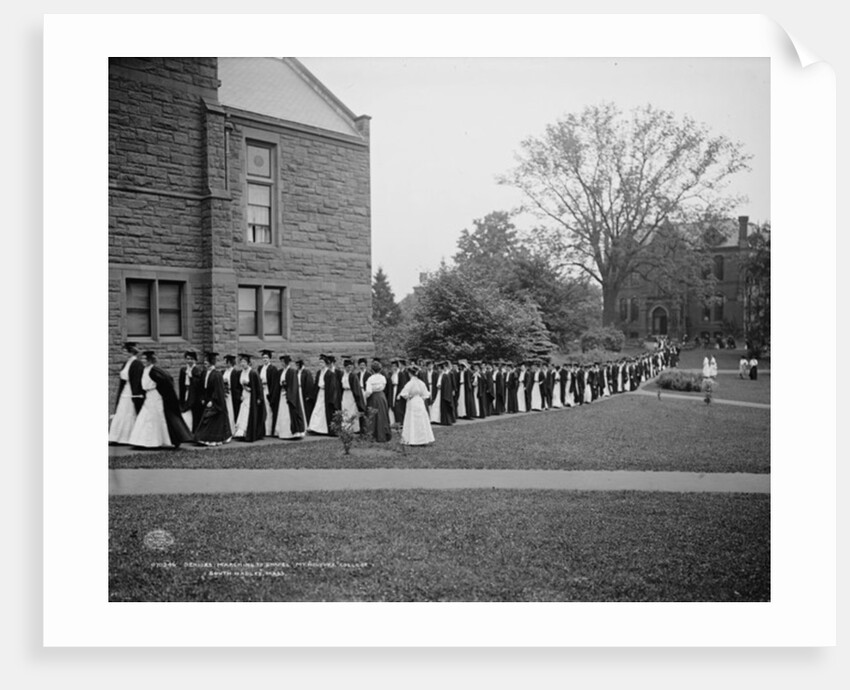 Seniors marching to chapel, Mt. Holyoke College, South Hadley, Massachusetts, c.1908 by Detroit Publishing Co.