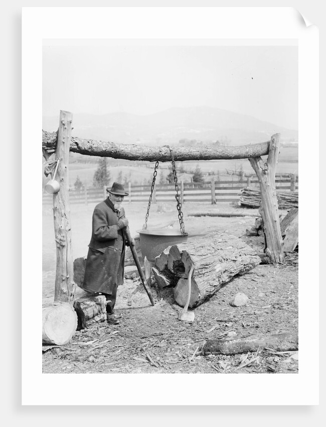 Making maple syrup in the good old fashioned way, c.1906 by Detroit Publishing Co.