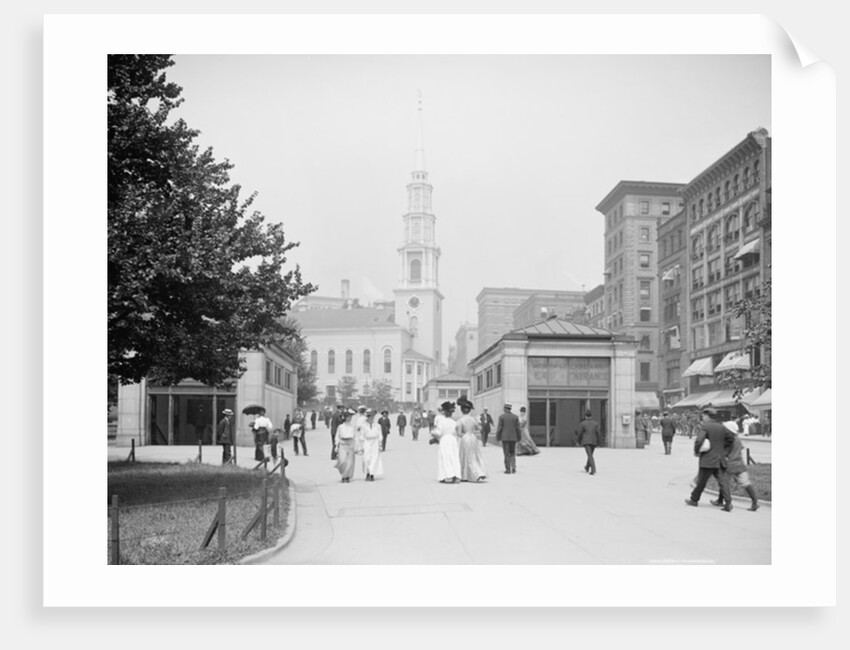 Park Street Church and Tremont Street mall, Boston, Massachusetts, c.1906 by Detroit Publishing Co.