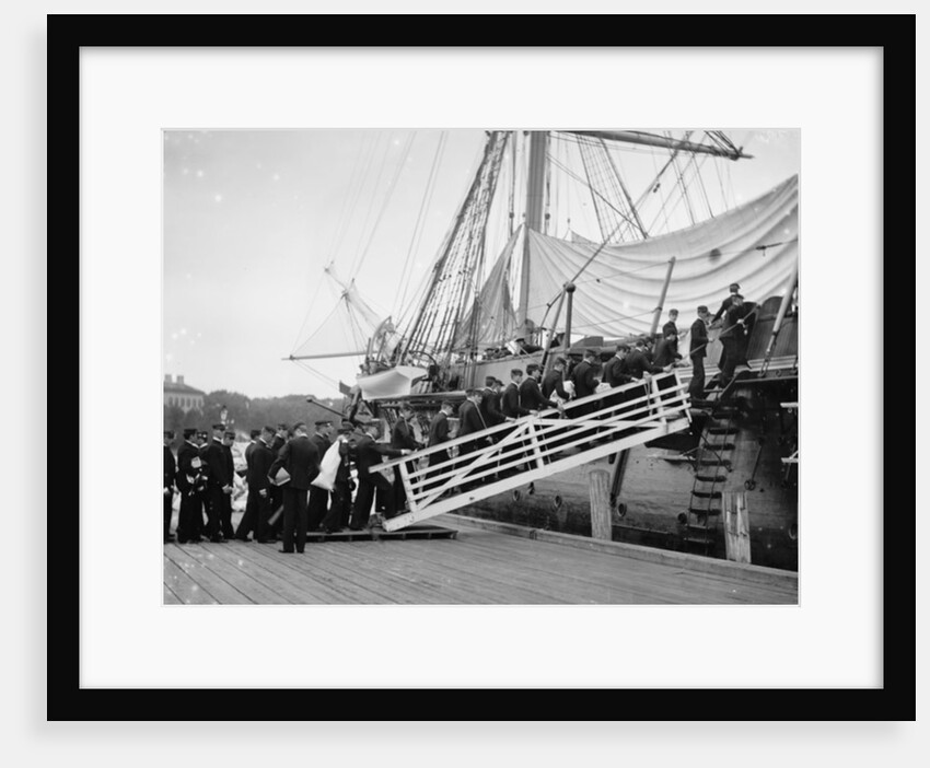 Cadets embarking on U.S.S. Constellation for summer cruise, U.S. Naval Academy, Annapolis, Maryland, c.1890-1901 by Detroit Publishing Co.