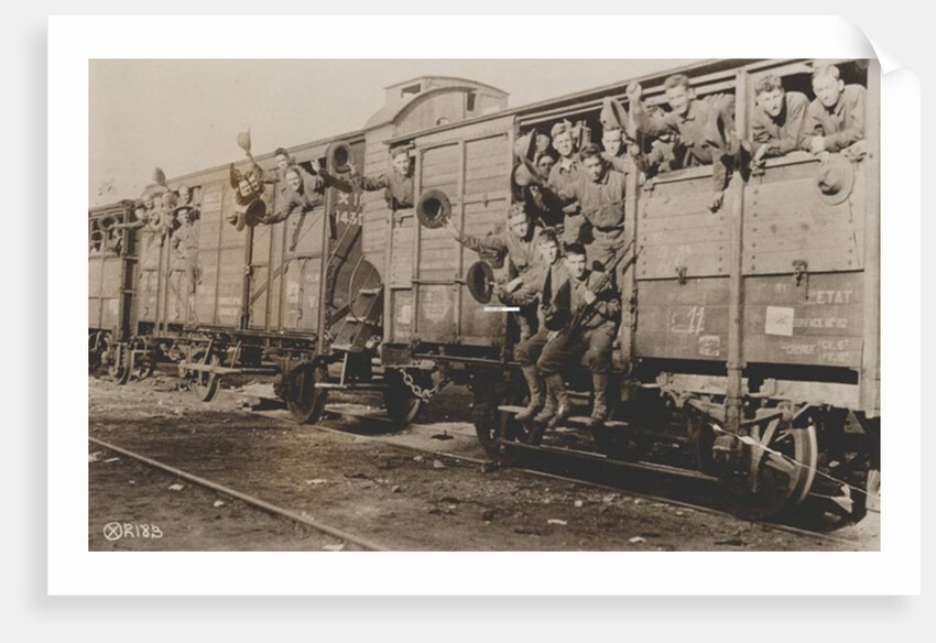 U.S. Marines in France off for camp, 1917 by American Photographer