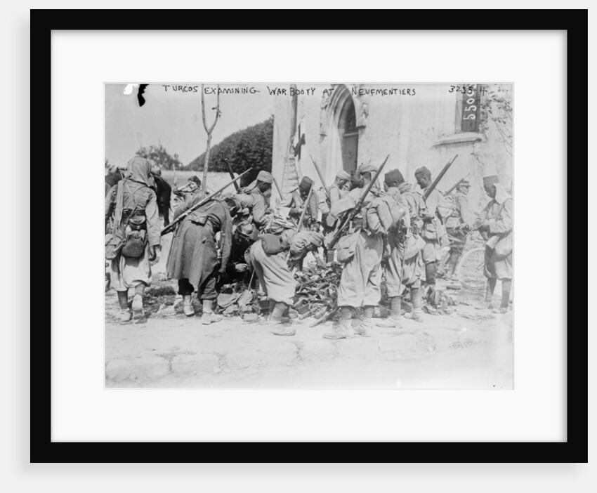 Turcos Examining War Booty at Neufmentiers, 1914 by French Photographer