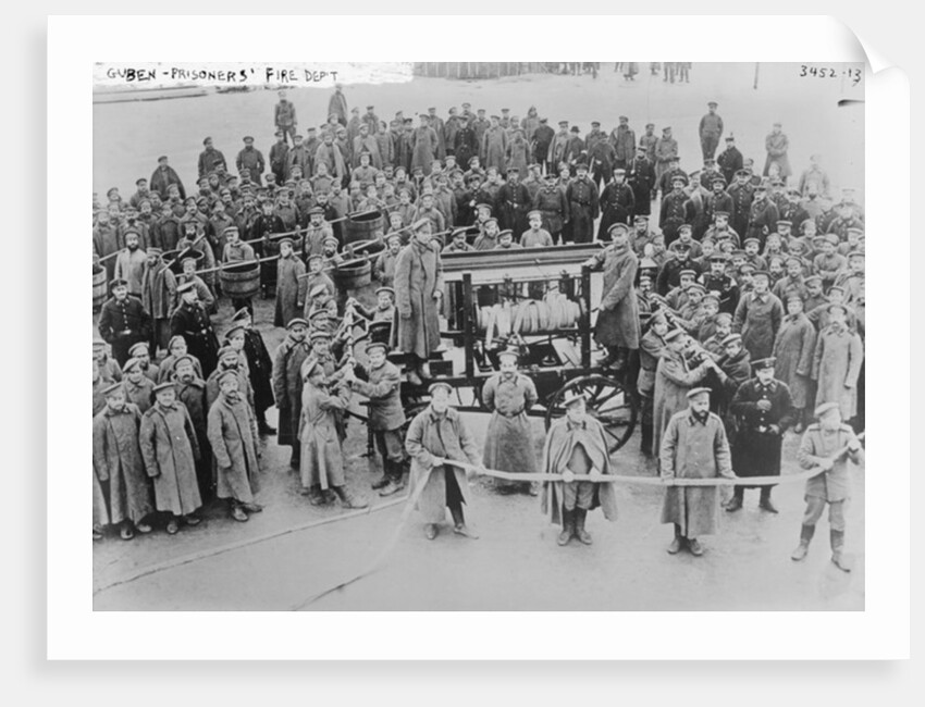 Prisoners' Fire Department, Guben, 1914-15 by German Photographer