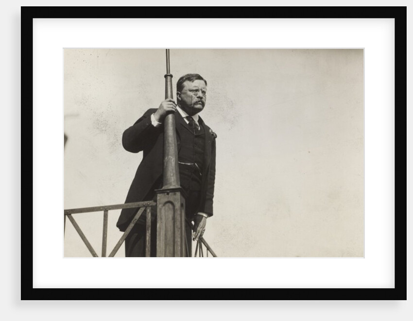 Theodore Roosevelt looking out from a balcony, 1911 by Unknown photographer