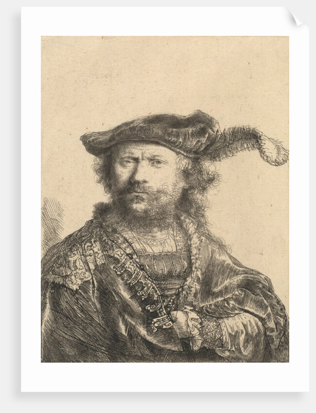 Self Portrait in a Velvet Cap with Plume, 1638 by Rembrandt Harmensz. van Rijn