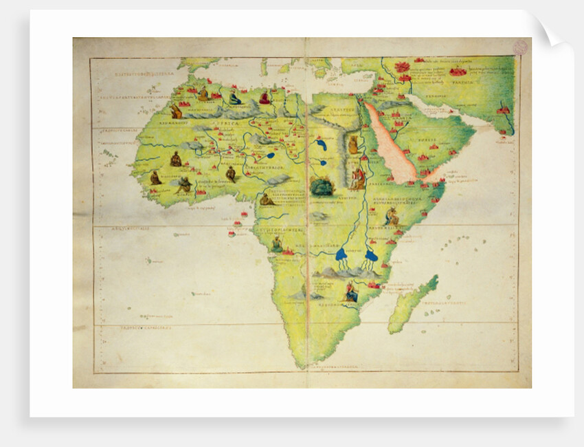 The Continent of Africa, from an Atlas of the World in 33 Maps, Venice, 1st September 1553 by Battista Agnese
