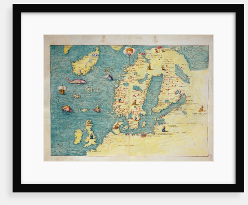 Northern Europe, from an Atlas of the World in 33 maps, Venice, 1st September 1553 by Battista Agnese