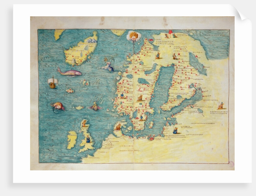 Northern Europe, from an Atlas of the World in 33 maps, Venice, 1st September 1553 by Battista Agnese
