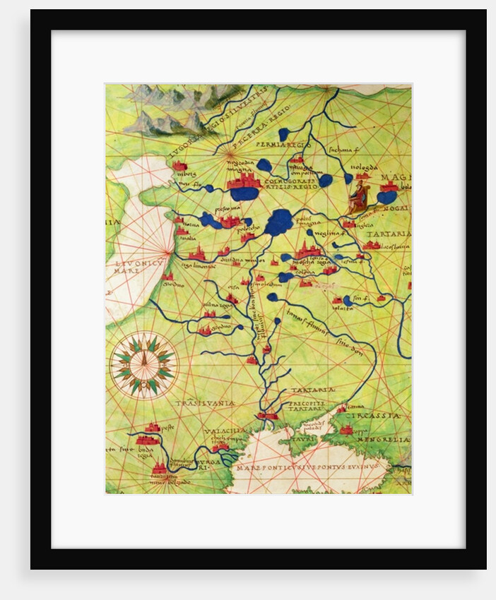 Detail from Europe and Central Asia by Battista Agnese