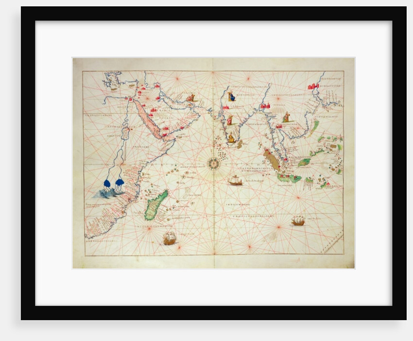 The Indian Ocean, from an Atlas of the World in 33 Maps, Venice, 1st September 1553 by Battista Agnese