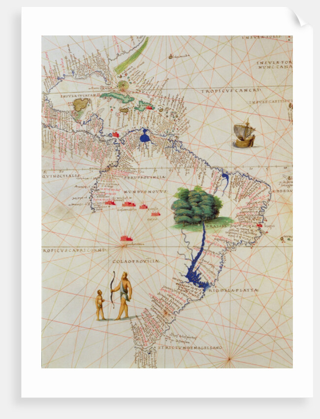 South America, from an Atlas of the World in 33 Maps, Venice, 1st September 1553 by Battista Agnese