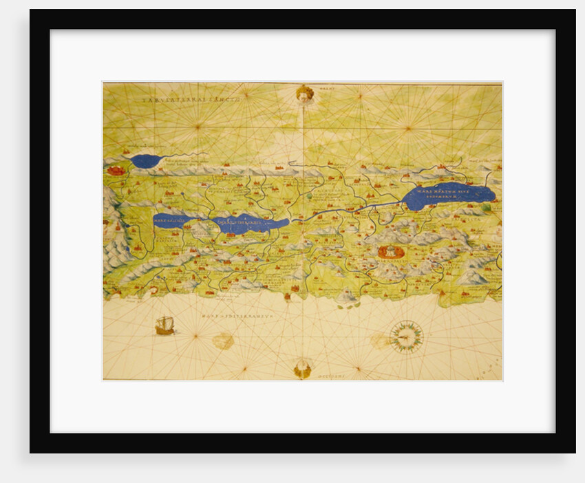 The Holy Land, from an Atlas of the World in 33 Maps, Venice, 1st September 1553 by Battista Agnese