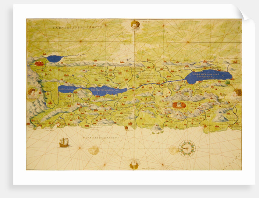 The Holy Land, from an Atlas of the World in 33 Maps, Venice, 1st September 1553 by Battista Agnese