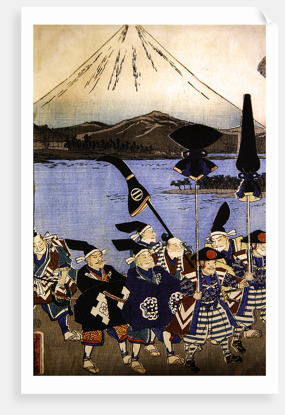 The Daimyo's entourage before Mount Fuji, 1858 by Utagawa Yoshitora